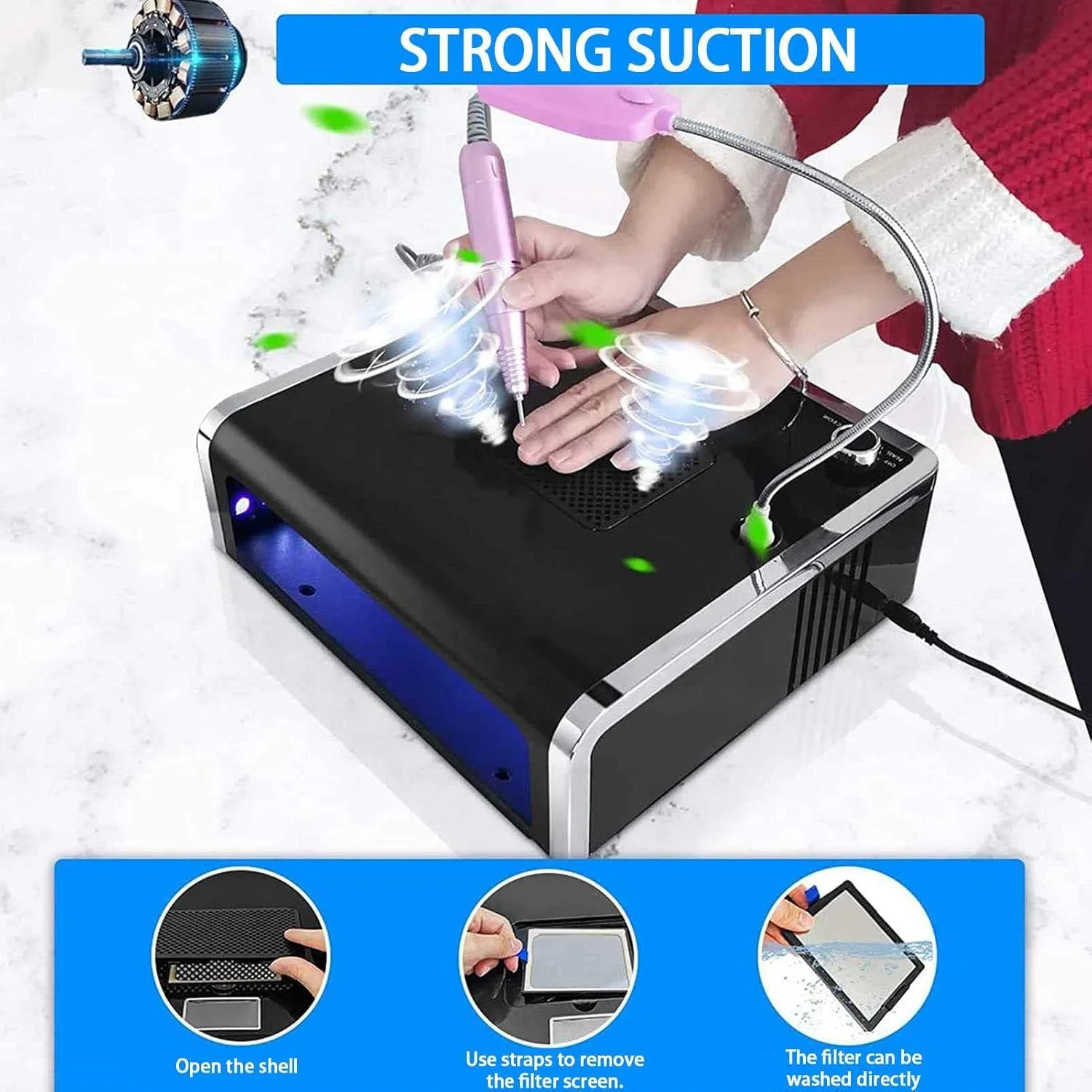 دستگاه ۴ در ۱ طراحی ناخن، دستگاه برقی قابل حمل، خشک کن لاک ناخن، کیت حرفه ای و کم صدا