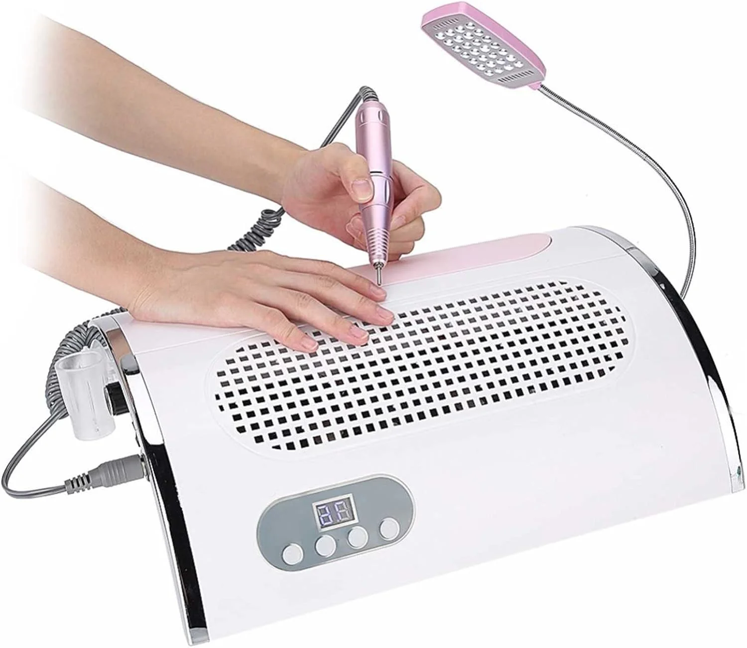 دستگاه سوهان برقی ناخن 54 وات، 4 در 1 جمع کننده گرد و غبار ناخن، با 3 تایمر خشک کن ناخن، کیت ابزار مانیکور