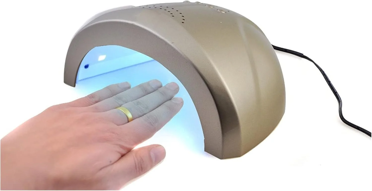 دستگاه خشک کن لاک ناخن LED با نور سفید 24W/48W، مناسب برای زیبایی، آرایش و خشک کردن لاک ناخن، ابزاری برای طراحی ناخن انگشتان دست و پا (طلایی)