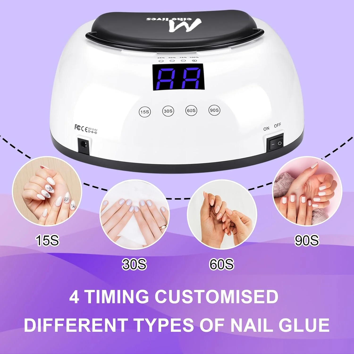 دستگاه خشک کن لاک ناخن UV LED بدون سیم، 80 وات، شارژ سریع، چراغ خشک کننده لاک ژل با دسته قابل حمل و سنسور خودکار، دستگاه خشک کن حرفه ای مناسب برای سالن های ناخن