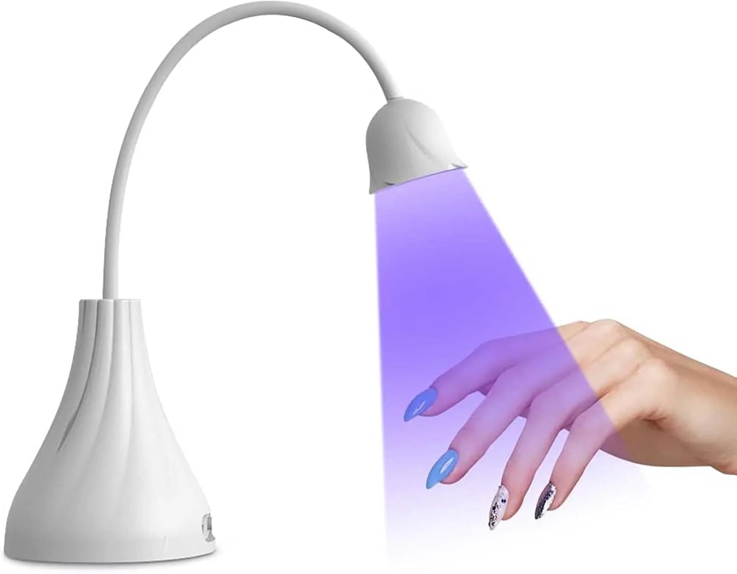چراغ LED UV ناخن Tazweeq، چراغ مینی لوتوس، خشک کن لاک ناخن چرخشی، چراغ خشک کننده سریع لاک ناخن، چراغ گردن غازی برای دکوراسیون ناخن خانگی و سالن