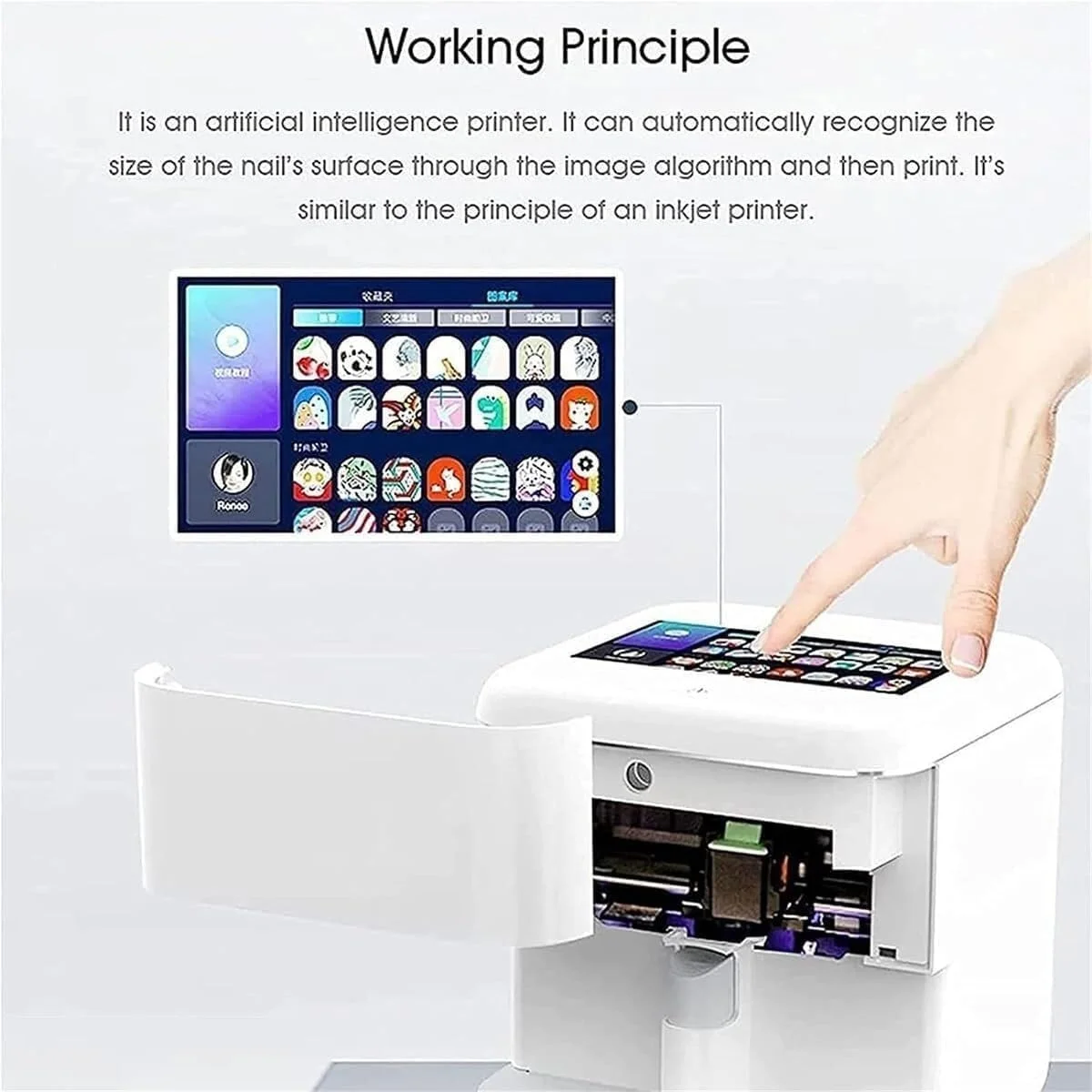 دستگاه چاپگر دیجیتال طرح ناخن موبایل، دستگاه چاپگر سه بعدی ناخن با صفحه لمسی، دستگاه طراحی ناخن خودکار هوشمند قابل حمل حرفه ای با طرح های شخصی سازی شده، مناسب برای دختران و بانوان