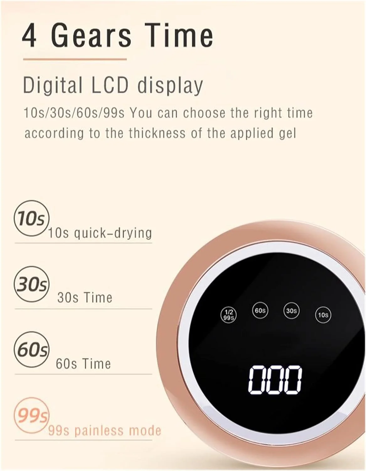 دستگاه خشک کن لاک ناخن 120 وات با تایمر هوشمند 10/30/60/99 ثانیه و سنسور اتوماتیک (سبز)