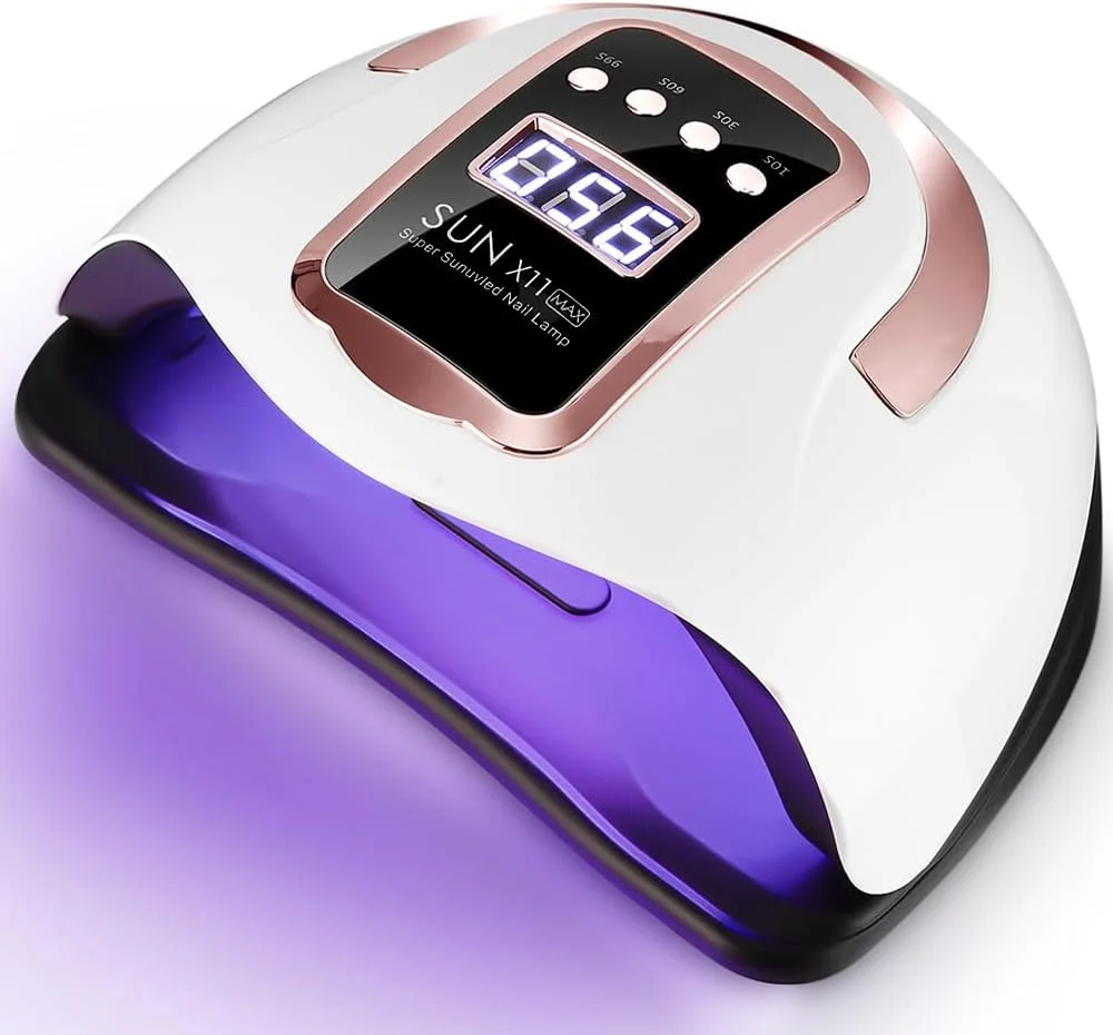 دستگاه خشک کن لاک ژل UV LED، 280 وات، 66 لامپ LED، خشک کن سریع و حرفه ای ناخن با 4 تایمر، صفحه نمایش LCD و سنسور هوشمند برای انگشتان دست، پا و انواع لاک ژل