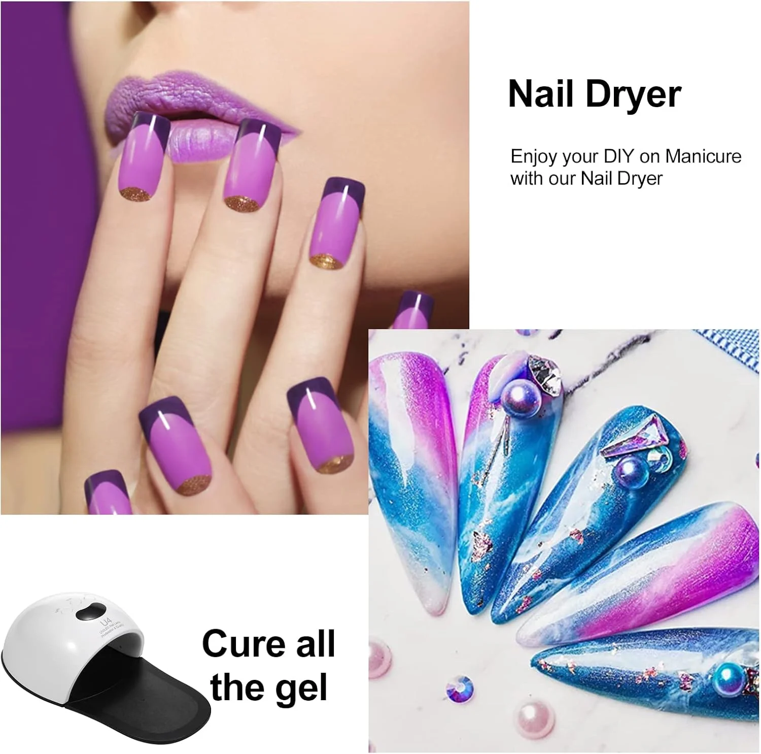 لامپ UV قابل حمل لابیموس برای خشک کردن ناخن، نمایشگر LED، 3 تایمر، خشک کردن سریع برای ناخن های دست و پا، ابزار مانیکور DIY