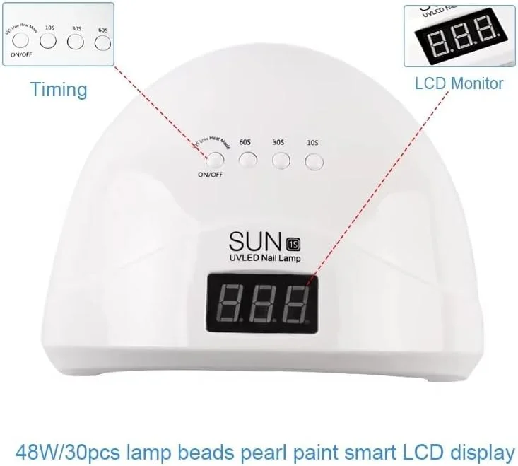 دستگاه خشک کن لاک ناخن حرفه ای سان 1S 48 وات برونسون، لامپ UV LED برای مانیکور، خشک کن ناخن ژلی UV LED با حسگر مادون قرمز