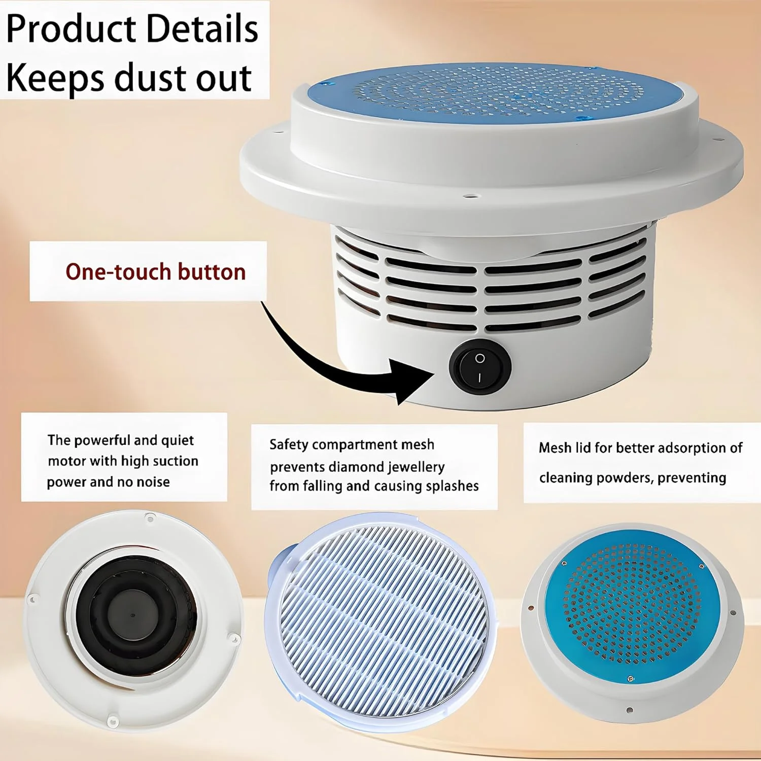 دستگاه مکنده ناخن حرفه ای 60 واتی با فیلتر، مناسب برای استفاده در سالن های آرایشی و منزل