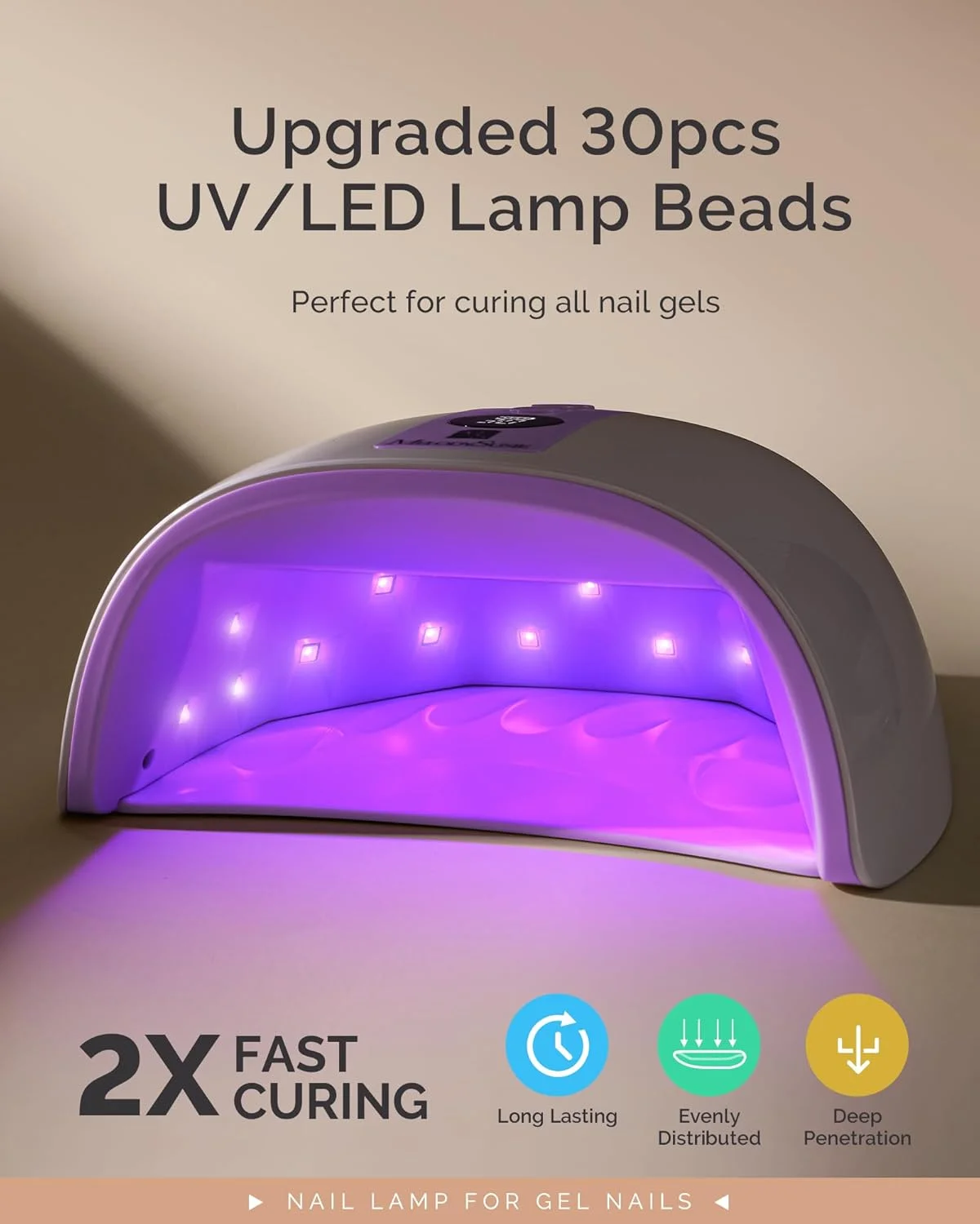 دستگاه خشک کن لاک ناخن UV LED MelodySusie، 48 وات، شارژی و بدون سیم، بنفش