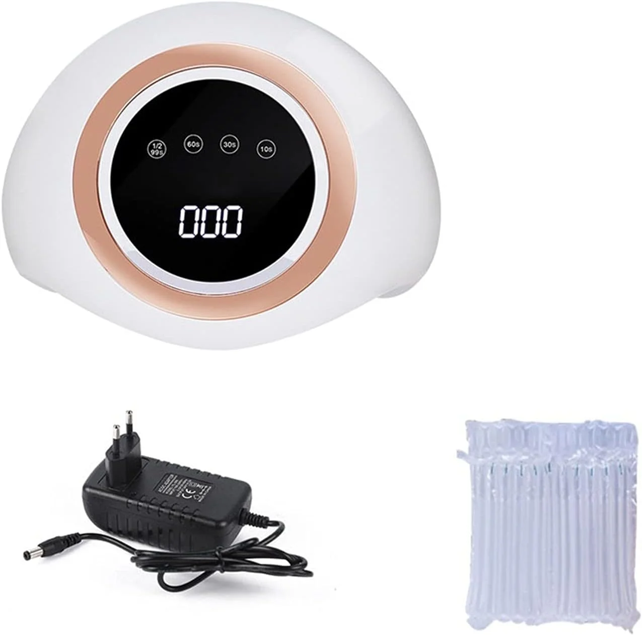 دستگاه خشک کن لاک ناخن UV LED 120 وات، دستگاه هوشمند مانیکور مناسب برای خشک کردن لاک ژل، دارای تایمر 10/30/60/99 ثانیه و سنسور اتوماتیک (رزگلد)