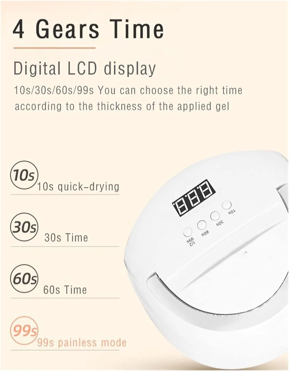 دستگاه خشک کن لاک ناخن 80 وات با 40 عدد لامپ ال ای دی، تایمر 10/30/60/99 ثانیه و سنسور اتوماتیک (صورتی)