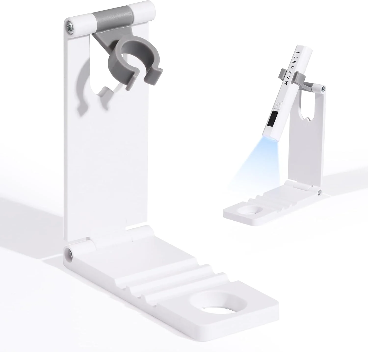 پایه نگهدارنده چراغ ناخن UV Makartt، پایه چراغ کوچک تاشو برای خشک کردن لاک ژل ناخن، چرخش 360 درجه قابل تنظیم، پایه چراغ LED قابل حمل بدون دست برای خشک کن های ناخن ژلی، مناسب برای استفاده در منزل و سالن های مانیکور