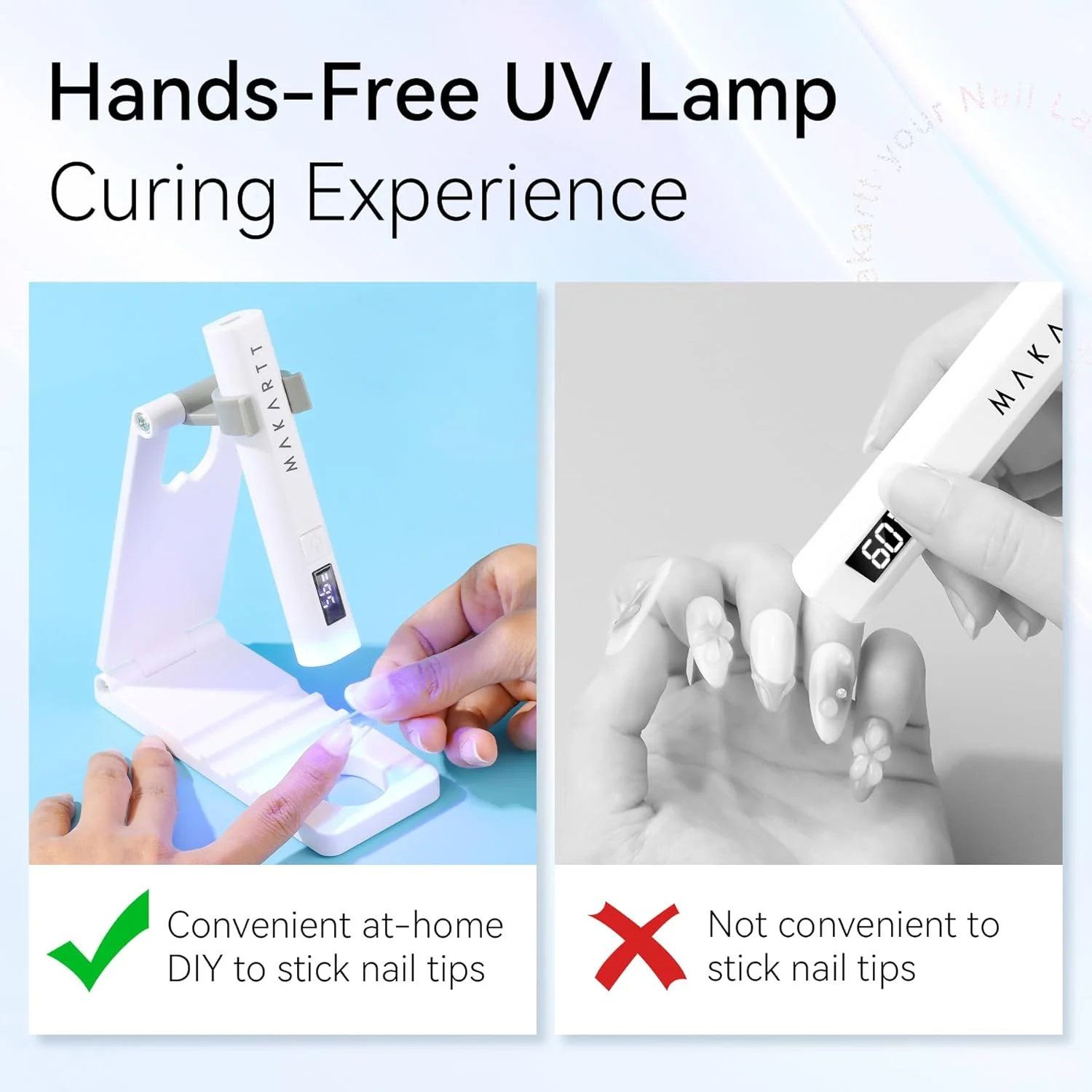 پایه نگهدارنده چراغ ناخن UV Makartt، پایه چراغ کوچک تاشو برای خشک کردن لاک ژل ناخن، چرخش 360 درجه قابل تنظیم، پایه چراغ LED قابل حمل بدون دست برای خشک کن های ناخن ژلی، مناسب برای استفاده در منزل و سالن های مانیکور