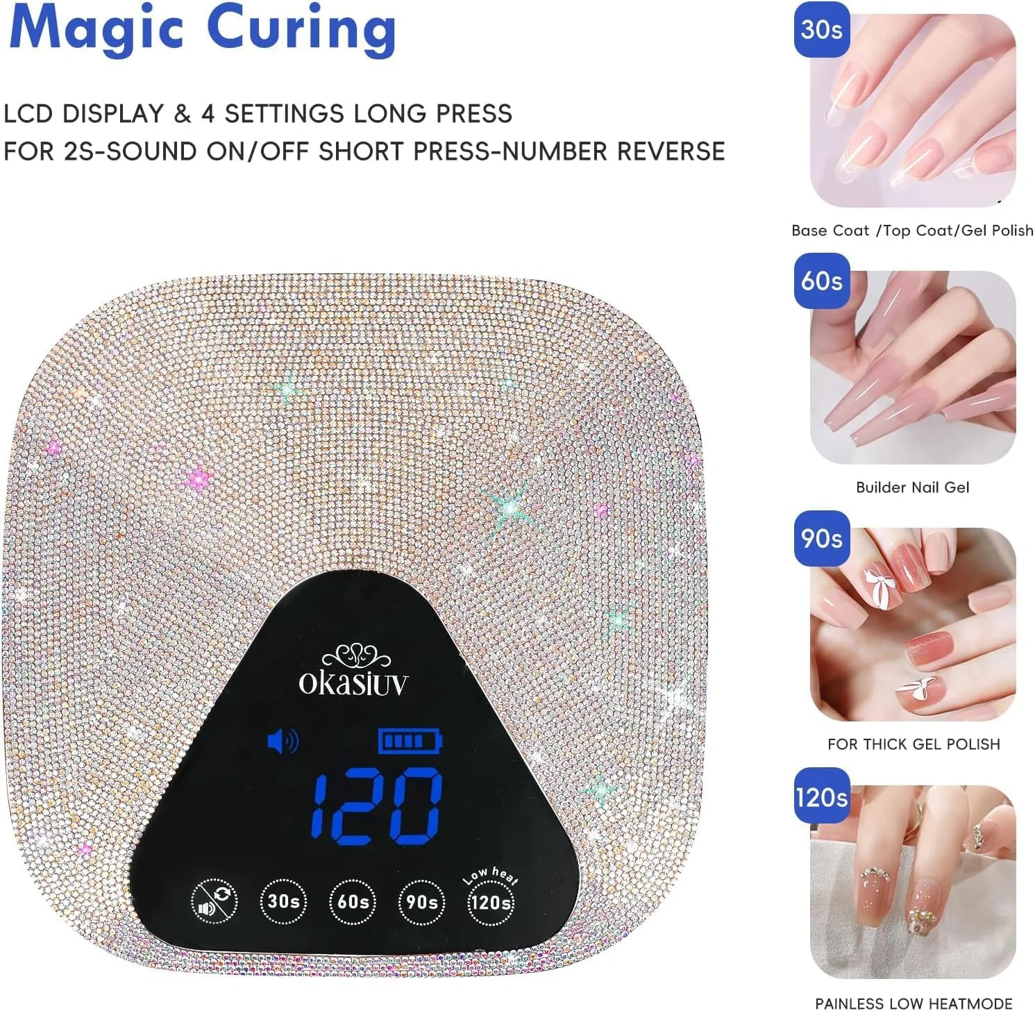 دستگاه خشک کن لاک ناخن ال ای دی UV 54 وات به همراه دستکش های UV، پایه آینه ای فلزی مغناطیسی بدون سیم، چراغ خشک کننده لاک ژل با 4 تایمر، صفحه نمایش کنترل لمسی، حسگر خودکار برای سالن های حرفه ای و استفاده در منزل