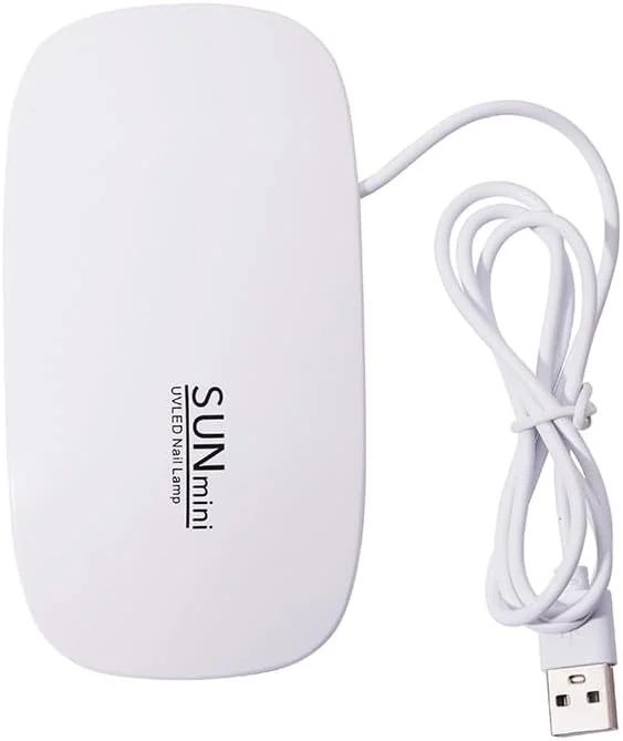 چراغ LED UV کوچک برای ناخن، خشک کن قابل حمل ناخن برای انواع لاک ژل، ابزار خشک کننده به شکل موش، جمع و جور، سبک وزن با کابل USB (سفید)