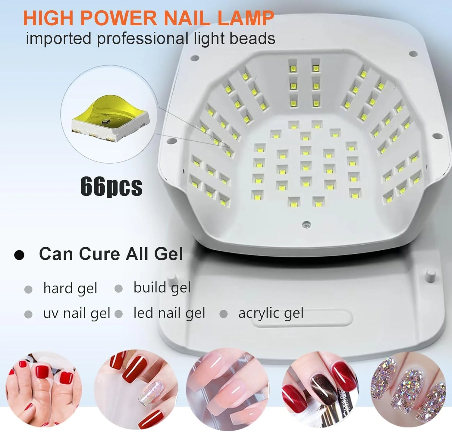 دستگاه خشک کن لاک ناخن شارژی بی سیم، خشک کن حرفه ای یو وی ال ای دی برای ناخن های ژلی، چراغ ناخن 15600mAh با صفحه لمسی، چراغ سریع خشک کننده ناخن برای لاک اکریلیک و ژل، چراغ های یو وی برای ناخن