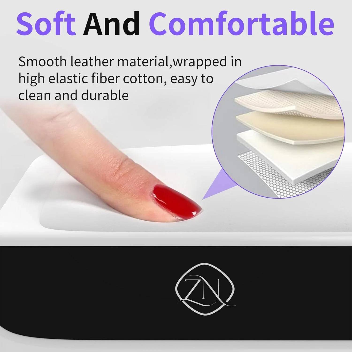 دستگاه خشک کن لاک ناخن UV LED زی زون با بالشتک تکیه گاه دست، توان 72 وات، دارای 4 تایمر و صفحه لمسی - ایده آل برای استفاده در سالن یا منزل