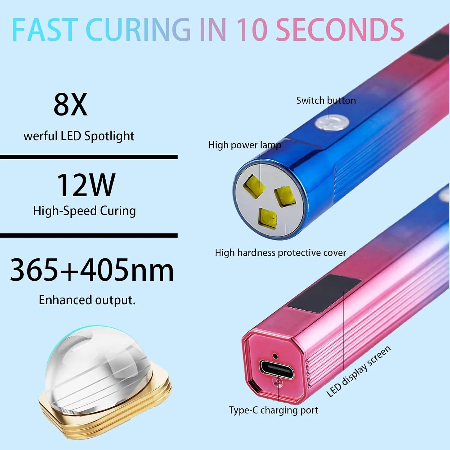 چراغ ناخن دستی MIOBLUE، خشک کن ناخن UV LED برای لاک ژل، چراغ ناخن UV حرفه ای با 3 تایمر، سطح خشک کن ناخن USB قابل شارژ بی سیم برای خشک کردن سریع مانیکور خانگی