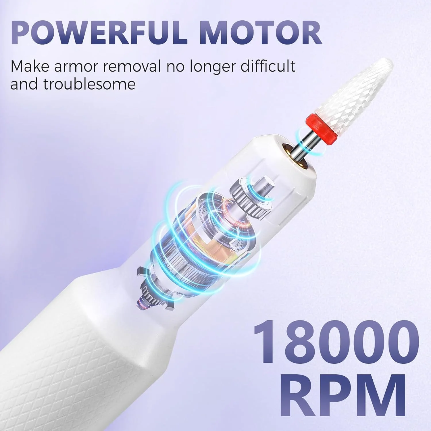 ست مانیکور برقی دیبونیور 12 در 1 با نمایشگر LED، سوهان برقی ناخن USB قابل شارژ 18000 دور در دقیقه، سوهان برقی ناخن با 3 سطح سرعت قابل تنظیم