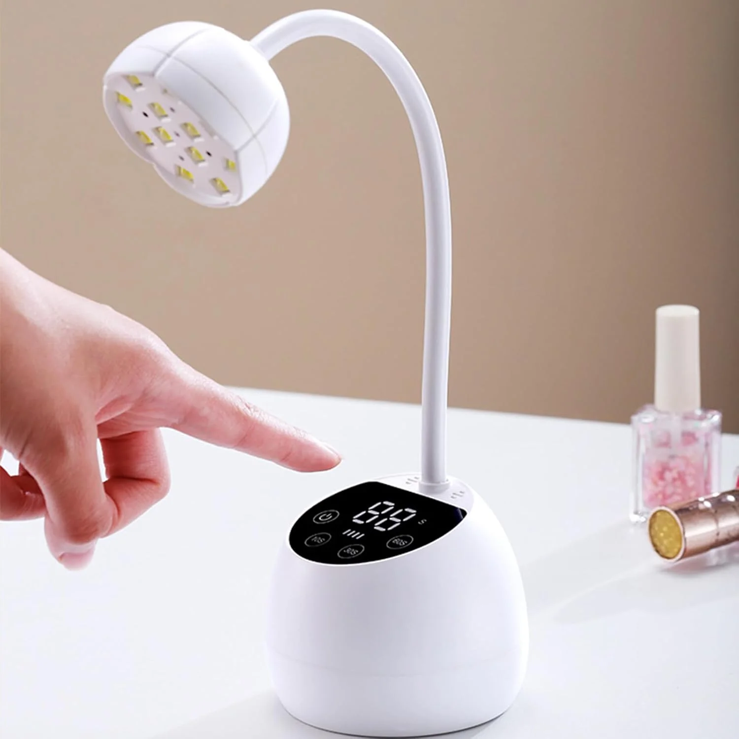 چراغ UV کوچک برای ناخن با حسگر هوشمند و شارژ - خشک کن ناخن 360 درجه قابل تنظیم برای استفاده در سالن و منزل، قابل حمل، بی سیم و قابل شارژ