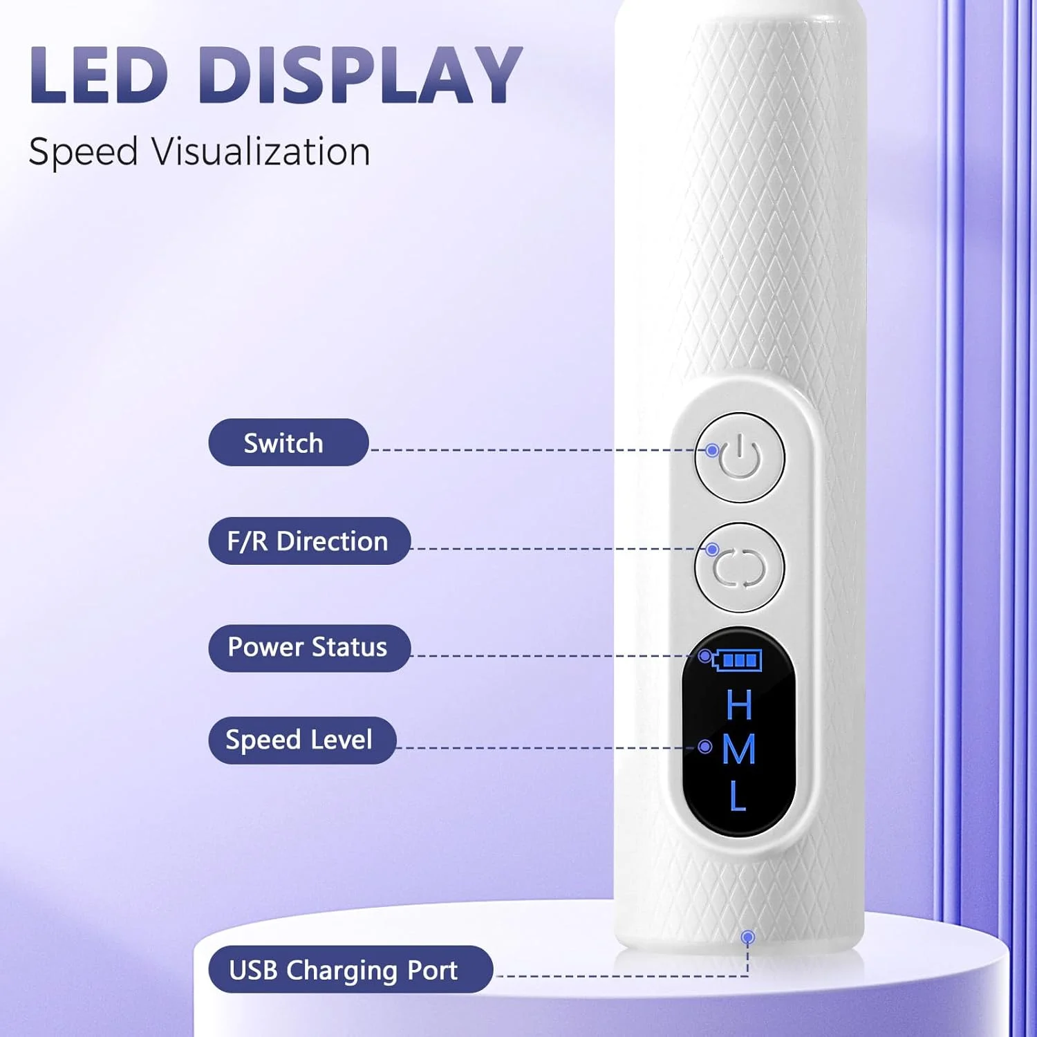 ست مانیکور برقی دیبونیور 12 در 1 با نمایشگر LED، سوهان برقی ناخن USB قابل شارژ 18000 دور در دقیقه، سوهان برقی ناخن با 3 سطح سرعت قابل تنظیم