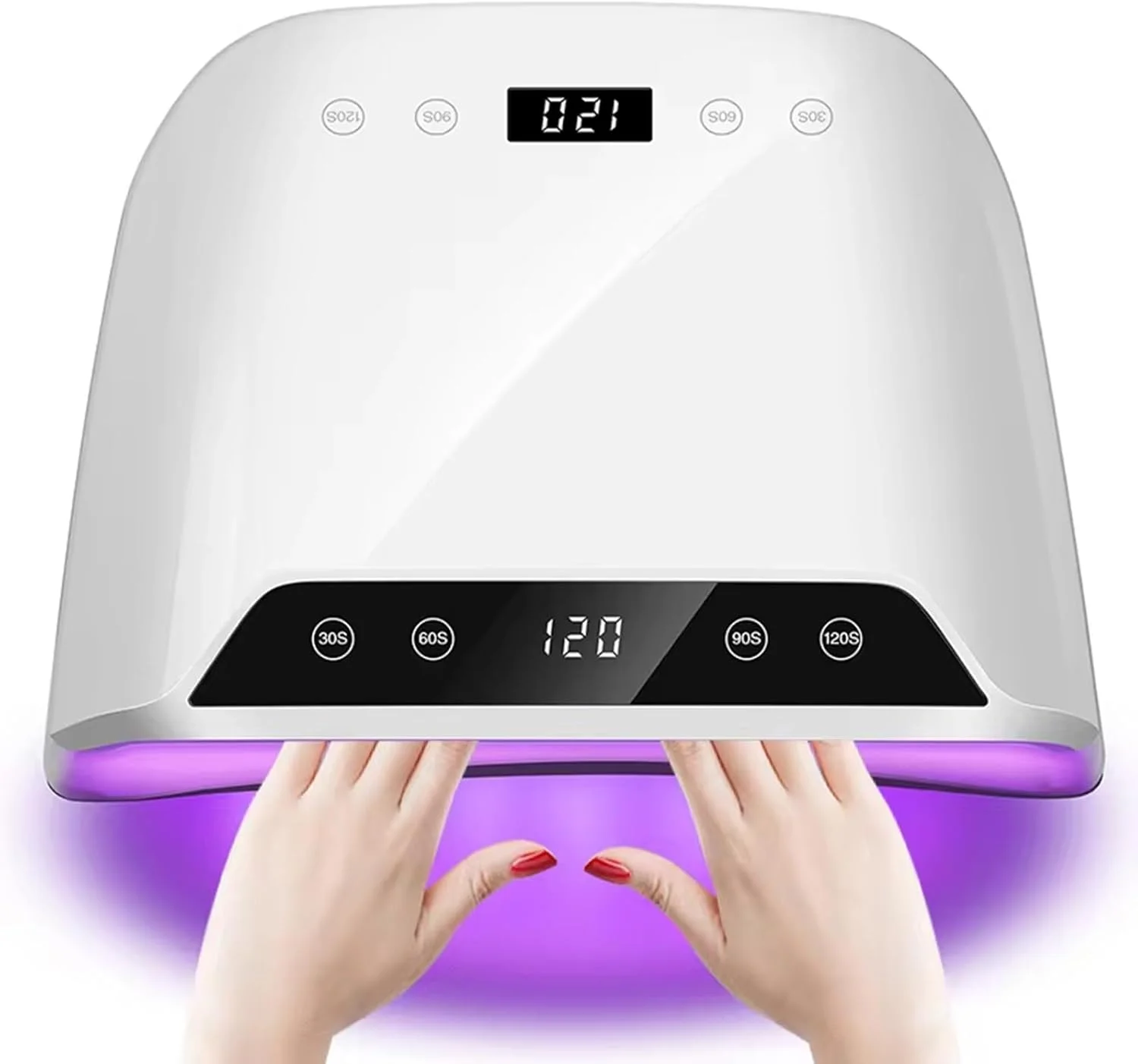 دستگاه خشک کن لاک ناخن UV LED با 4 تنظیم تایمر، 72 لامپ LED، صفحه نمایش LCD، سنسور خودکار و پایه جداشدنی، دستگاه خشک کن حرفه ای ناخن