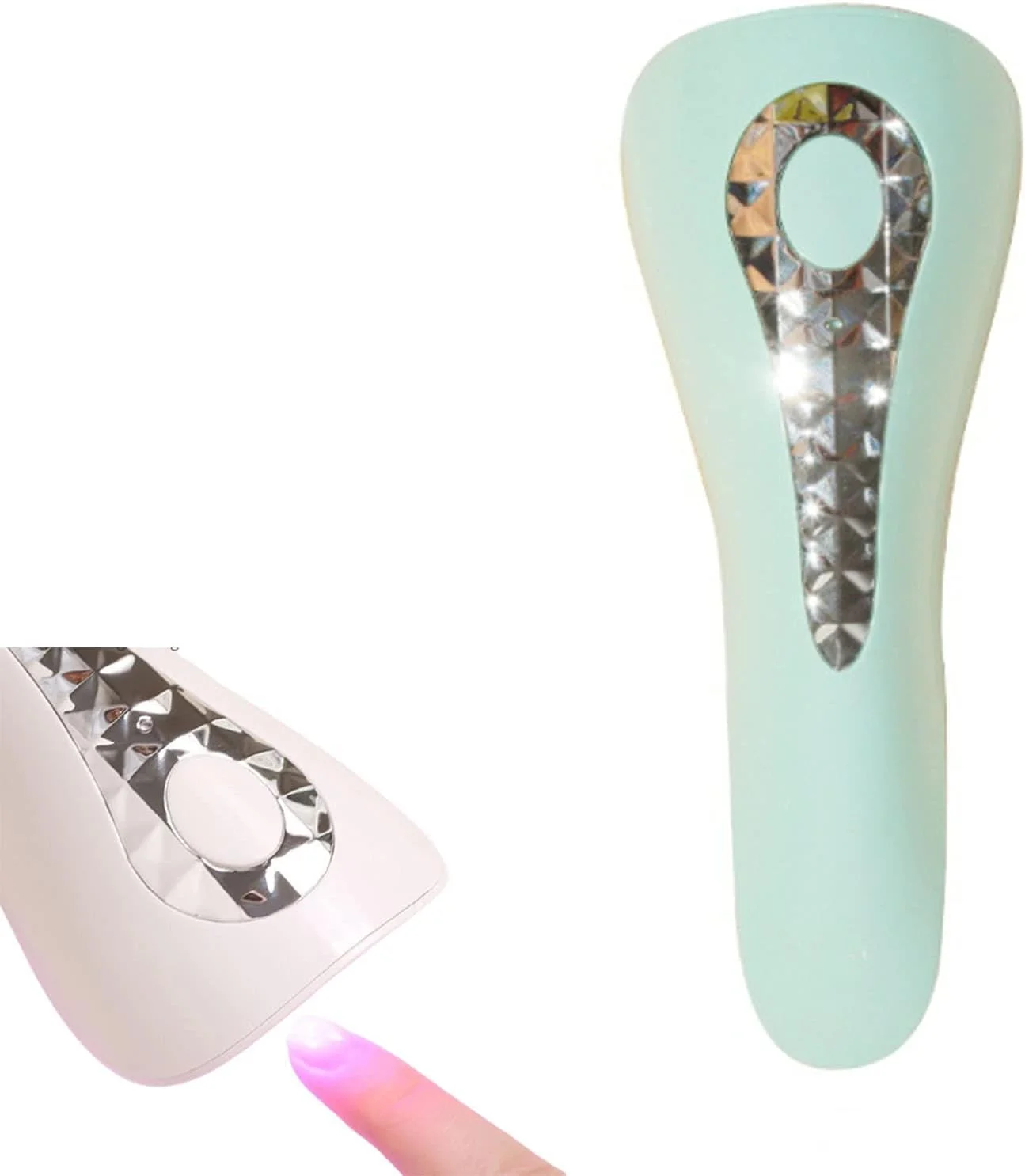 دستگاه خشک کن ناخن LED دستی، لامپ ناخن منبع نور دوگانه، لامپ فتوتراپی برای خشک کردن لاک ژل ناخن، ابزار مانیکور (سبز)