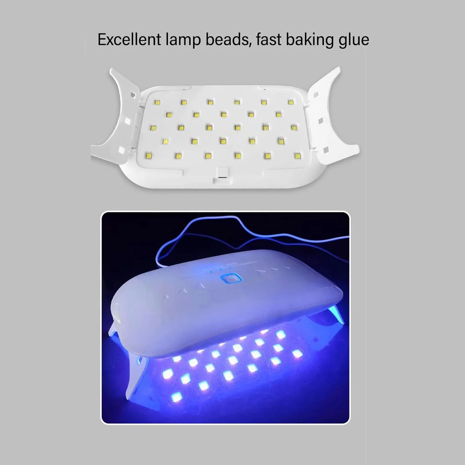 لامپ UV سریع خشک‌شونده CCYLEZ، رزین UV، صرفه‌جویی در زمان، منبع نور دوگانه، مهره‌های LED پلاستیکی برای روغن ناخن (28 مهره لامپ)