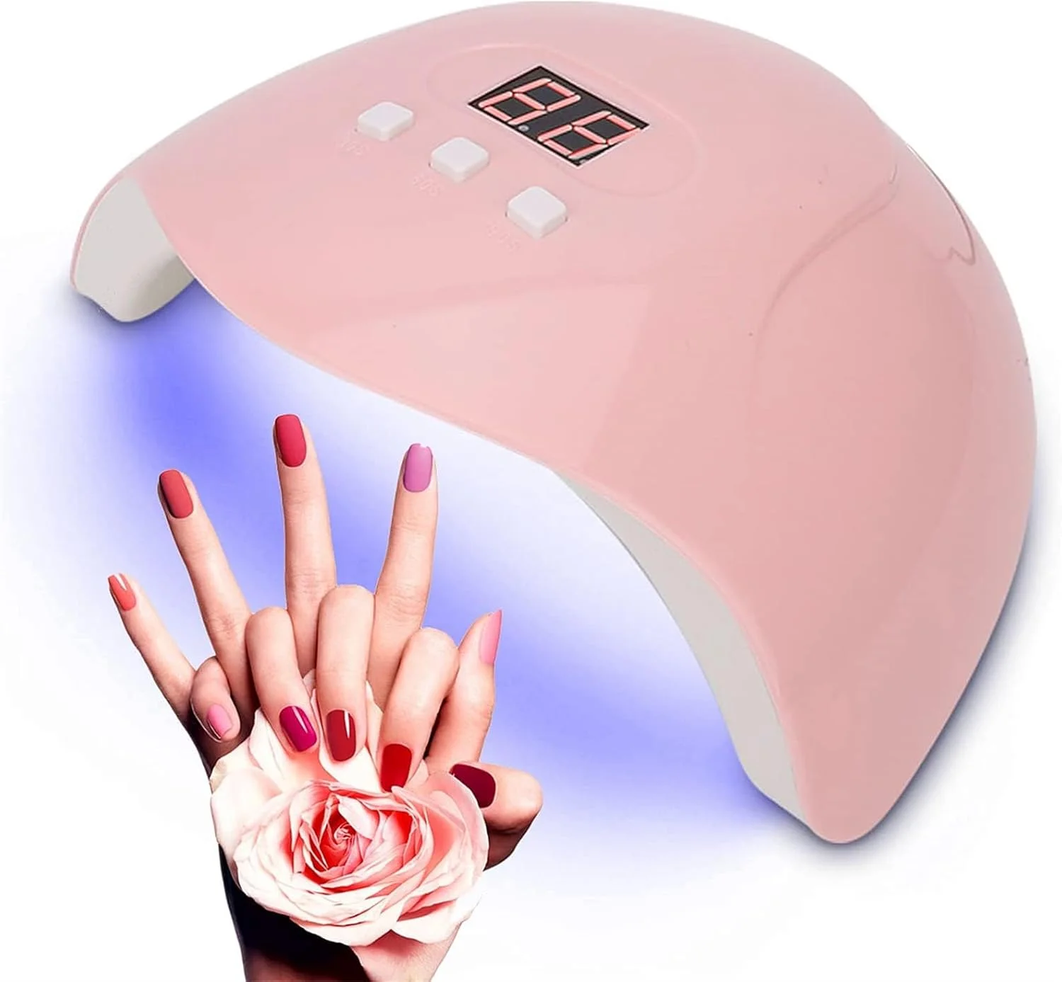 دستگاه خشک کن لاک ناخن LED بولیوی، 54 وات، خشک کننده سریع، دستگاه خشک کننده حرفه ای لاک ژل با صفحه نمایش LCD و 3 تنظیم تایمر برای ناخن های ژلی، مناسب استفاده خانگی و سالن