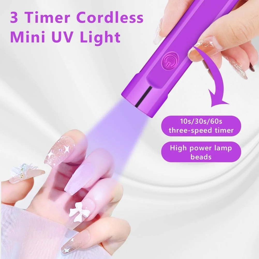 چراغ UV ناخن LOPHE، چراغ UV کوچک برای ناخن، چراغ دستی ناخن با صفحه نمایش LCD، حالت های زمان بندی 10s/30s/60s، شارژ USB، مناسب برای مبتدیان DIY سالن (بنفش)
