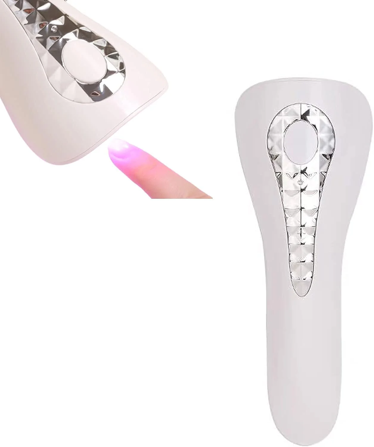 دستگاه خشک کن ناخن LED دستی، لامپ ناخن منبع نور دوگانه، لامپ فتوتراپی برای خشک کردن لاک ژل ناخن، ابزار مانیکور (سفید)