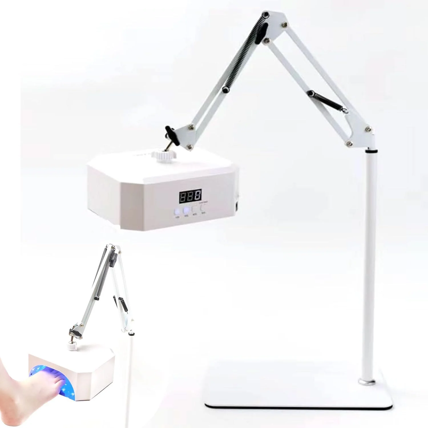 چراغ خشک کن ناخن برای پا، چراغ پدیکور و مانیکور 24 وات، چراغ LED UV ناخن با حسگر هوشمند، جهت قابل تنظیم، نور خشک کننده لاک ژل ناخن بی سیم، چراغ فوتوتراپی زمینی، برای ناخن انگشت دست و پا