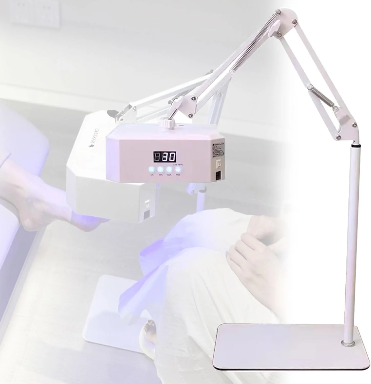 چراغ ناخن قابل تنظیم، چراغ خشک کن ناخن ال ای دی حرفه ای 24 وات سالن، با زاویه قابل تنظیم پایه، سنسور اتوماتیک و 4 تنظیم زمان بندی، نور بی سیم برای خشک کردن لاک ژل ناخن، برای ناخن های دست و پا