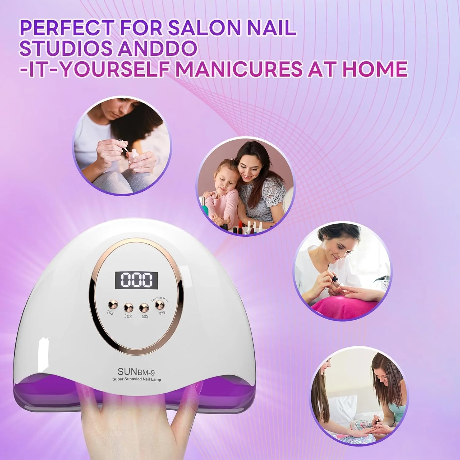 چراغ LED UV برای ناخن، چراغ UV 180 واتی برای خشک کردن لاک ژل ناخن، چراغ ناخن حرفه ای، نور UV برای ناخن با 45 لامپ LED، دارای سنسور خودکار