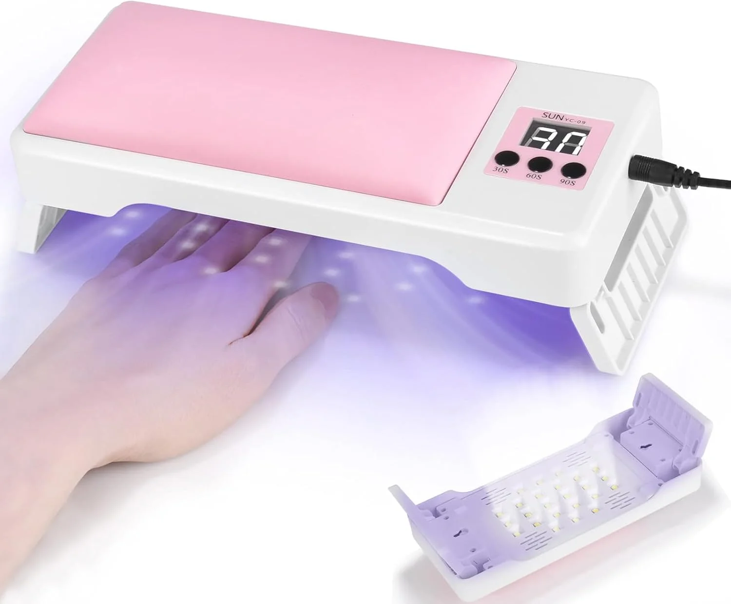 دستگاه خشک کن لاک ناخن UV LED حرفه ای KASTWAVE به همراه بالشتک استراحت دست - ایده آل برای مانیکور، پدیکور و خشک کردن طراحی ناخن