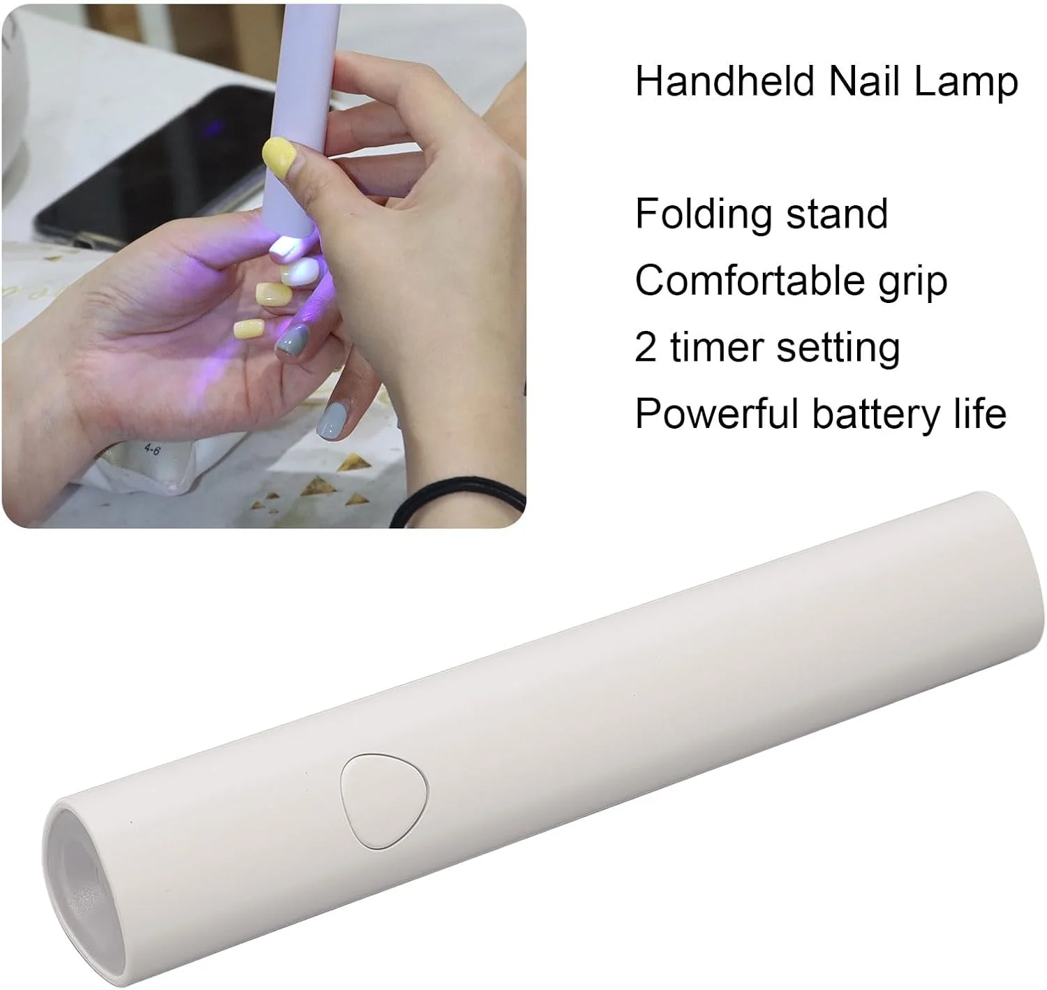چراغ ناخن دستی، چراغ ژلی قابل حمل با پایه و 2 تنظیمات تایمر، خشک کن مینی UV LED قابل شارژ USB، چراغ کوچک ناخن برای ناخن های ژلی