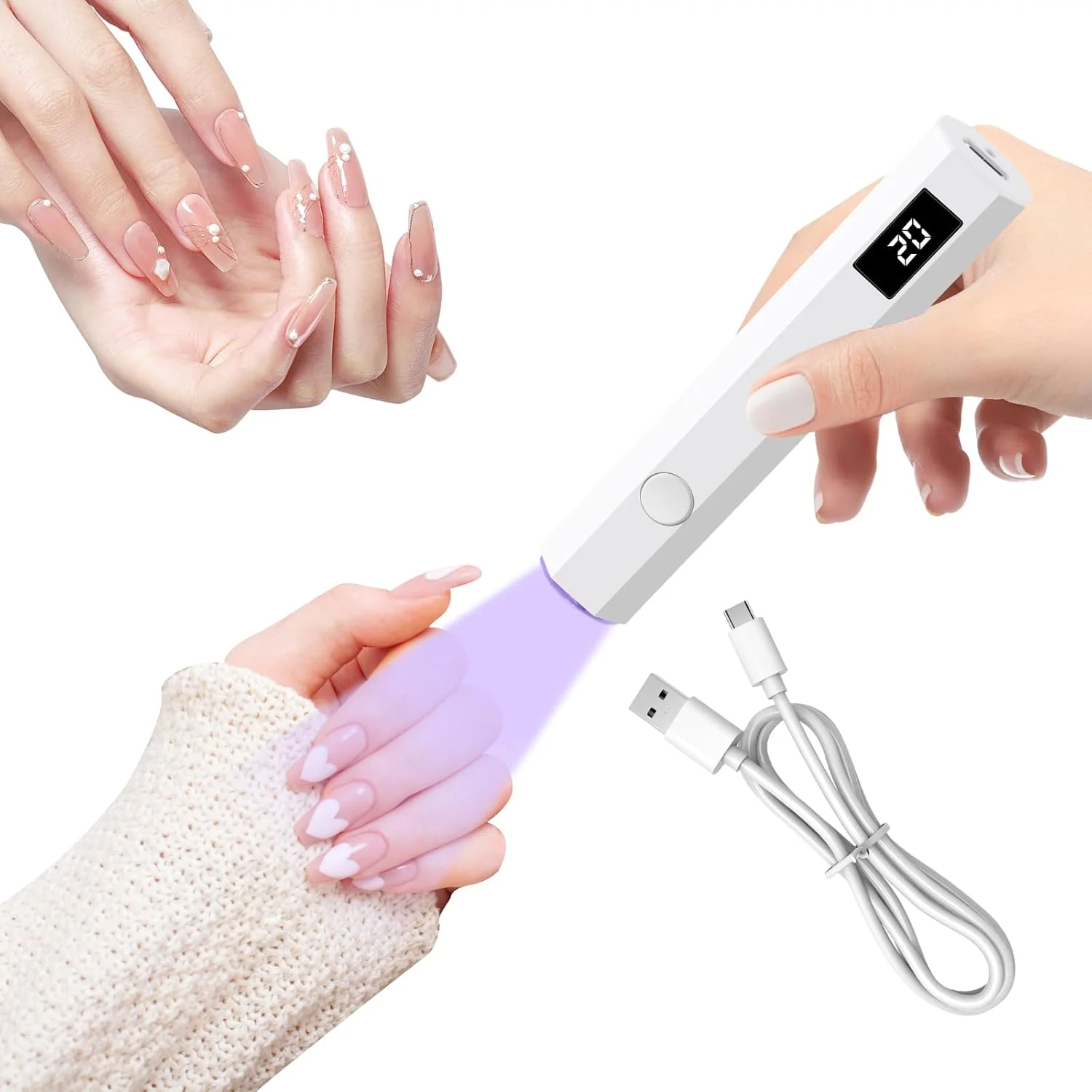 چراغ ناخن UV MXTIMWAN، چراغ ناخن قابل حمل USB با قابلیت شارژ، خشک کننده سریع ناخن با نمایشگر دیجیتال، برای خشک کردن سریع ناخن های ژلی، نور خشک کن هنر DIY چراغ ناخن UV MXTIMWAN، چراغ ناخن قابل حمل USB با قابلیت شارژ، خشک کننده سریع ناخن با نمایشگر دیجیتال، برای خشک کردن سریع ناخن های ژلی، نور خشک کن هنر DIY