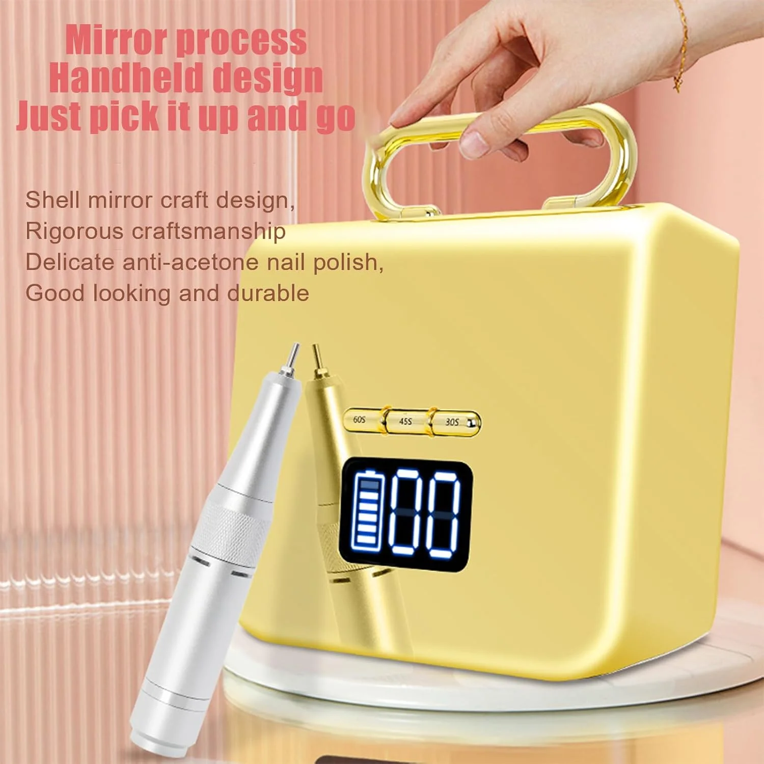دستگاه خشک کن لاک ناخن LED، دستگاه قابل شارژ، 48 لامپ LED، باتری با ظرفیت بالا، 3 دکمه انتخاب تایمر، سنسور خودکار، پایه جداشدنی و فضای بزرگ، مناسب برای ابزارهای طراحی ناخن در سالن و منزل