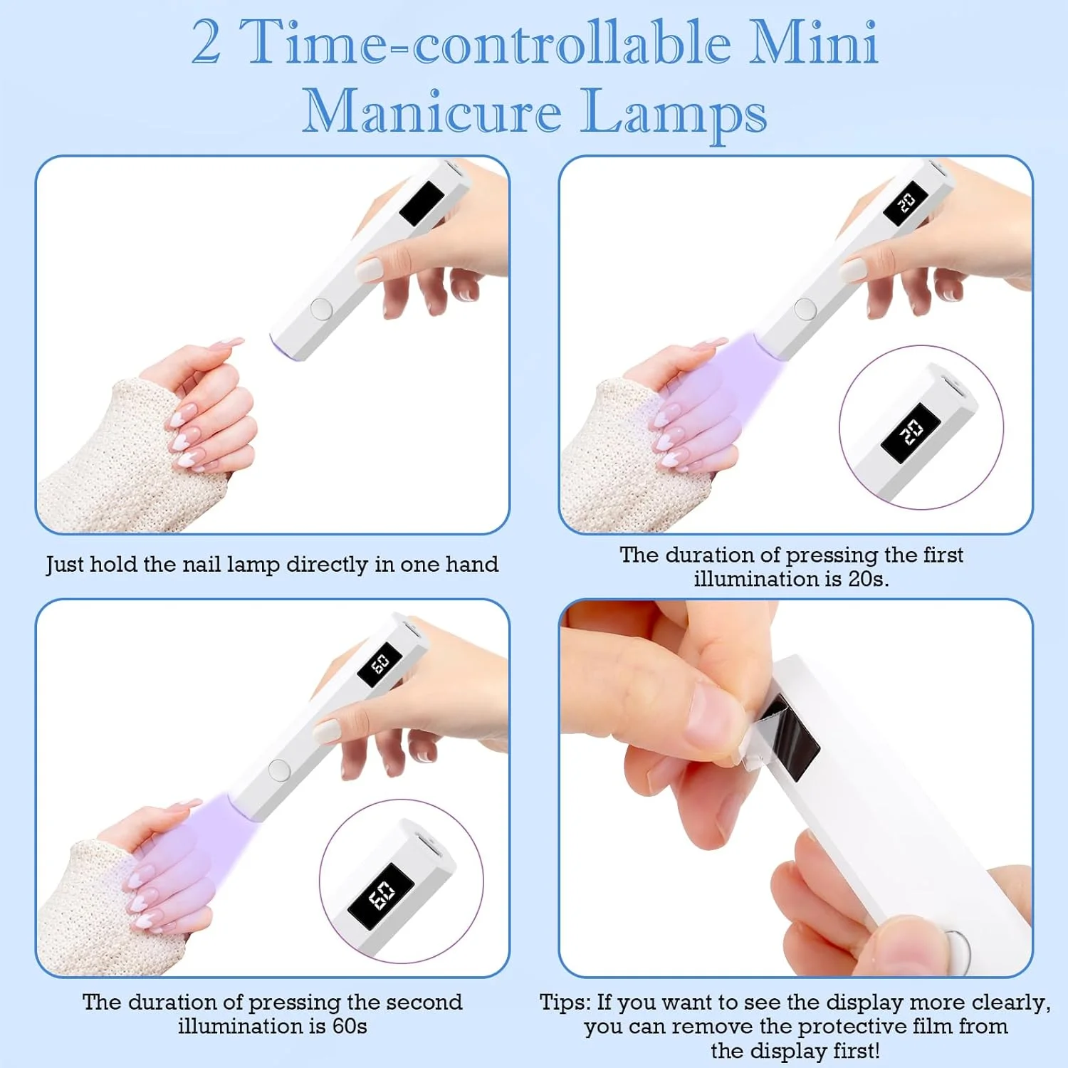 چراغ ناخن UV MXTIMWAN، چراغ ناخن قابل حمل USB با قابلیت شارژ، خشک کننده سریع ناخن با نمایشگر دیجیتال، برای خشک کردن سریع ناخن های ژلی، نور خشک کن هنر DIY
