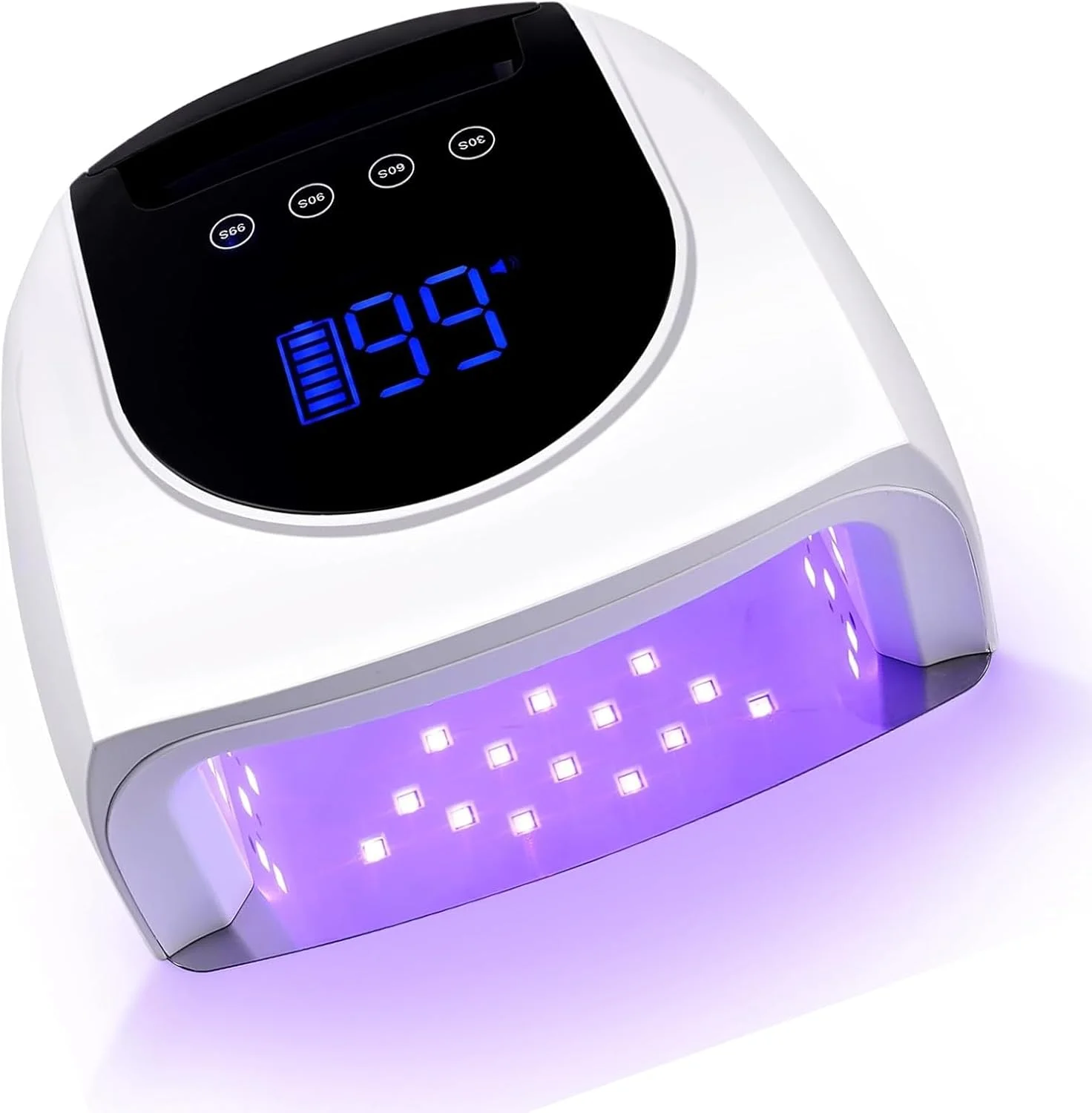 چراغ LED ناخن، 96 وات، 42 لامپ LED، باتری با ظرفیت بالا 19200 میلی آمپر ساعت، 4 تنظیم تایمر و صفحه نمایش LCD، سنسور خودکار، پایه جداشدنی، مناسب برای ابزار طراحی ناخن در سالن منزل چراغ LED ناخن، 96 وات، 42 لامپ LED، باتری با ظرفیت بالا 19200 میلی آمپر ساعت، 4 تنظیم تایمر و صفحه نمایش LCD، سنسور خودکار، پایه جداشدنی، مناسب برای ابزار طراحی ناخن در سالن منزل