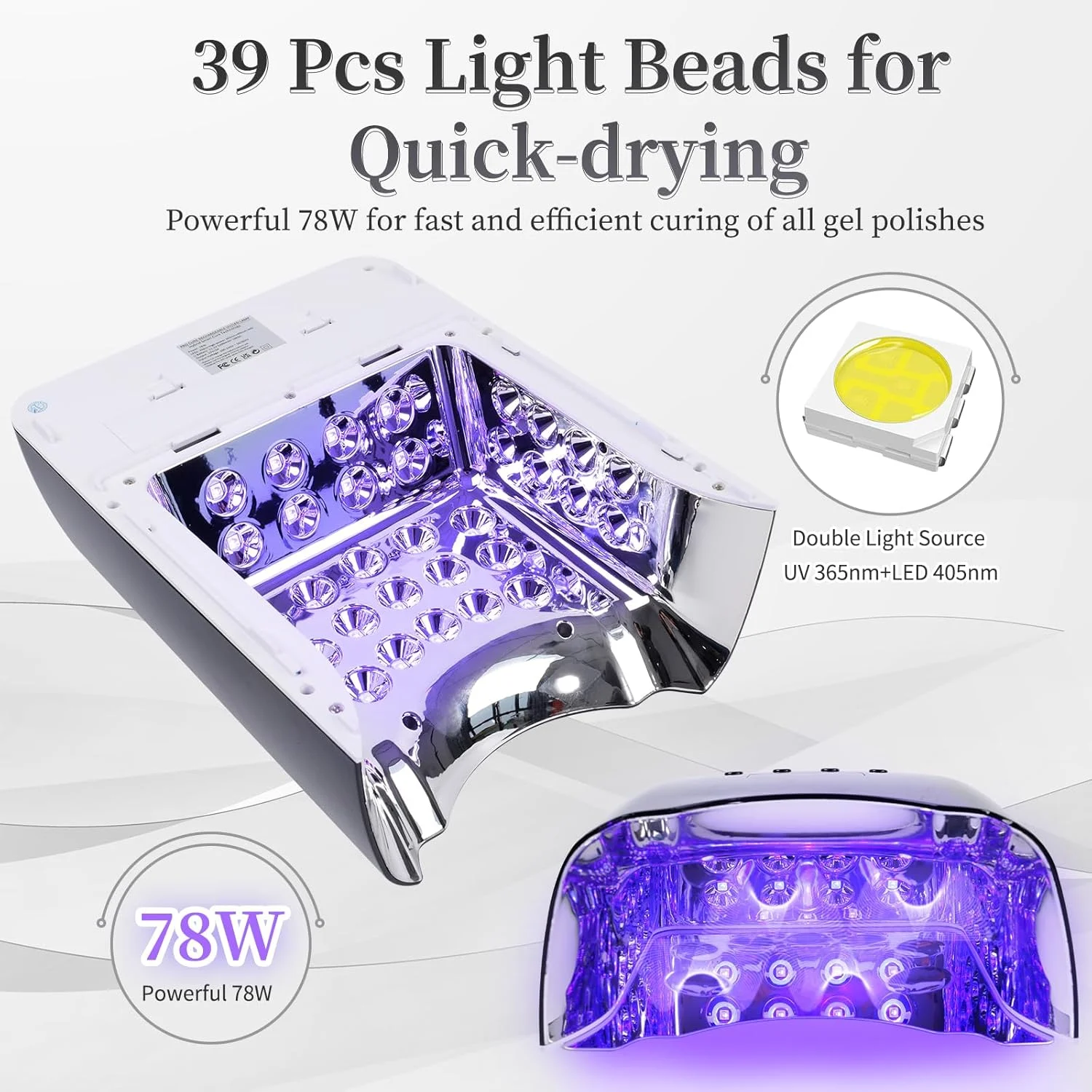 دستگاه خشک کن لاک ژل UV LED حرفه ای، چراغ UV شارژی بی سیم برای ناخن های ژلی، چراغ خشک کن سریع 78 وات با 4 تنظیم تایمر، صفحه نمایش LCD، سنسور خودکار و فضای داخلی بزرگ (مشکی)