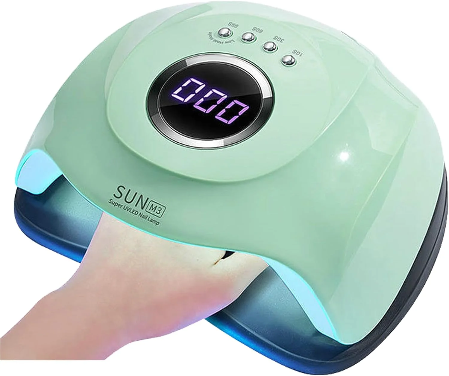 دستگاه خشک کن لاک ژل یو وی LED 180 وات، دارای 4 تنظیمات تایمر، دستگاه حرفه ای خشک کننده ژل، دارای 45 عدد لامپ LED، مناسب برای استفاده در منزل و سالن های آرایشی (سبز)