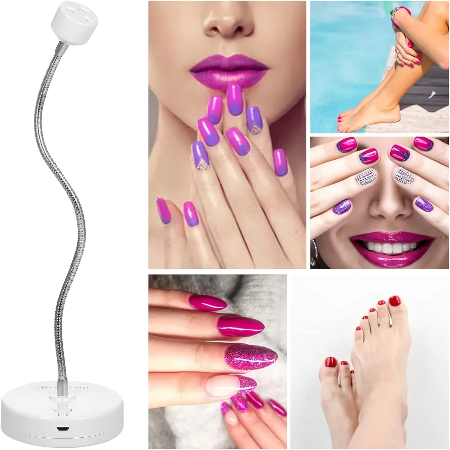 لامپ ناخن LED UV لابیموس، خشک کن لاک ژل ناخن، لامپ خشک کننده چسب ناخن، نور UV ناخن با زاویه قابل تنظیم 360 درجه، نور درمانی LED، ابزار طراحی ناخن