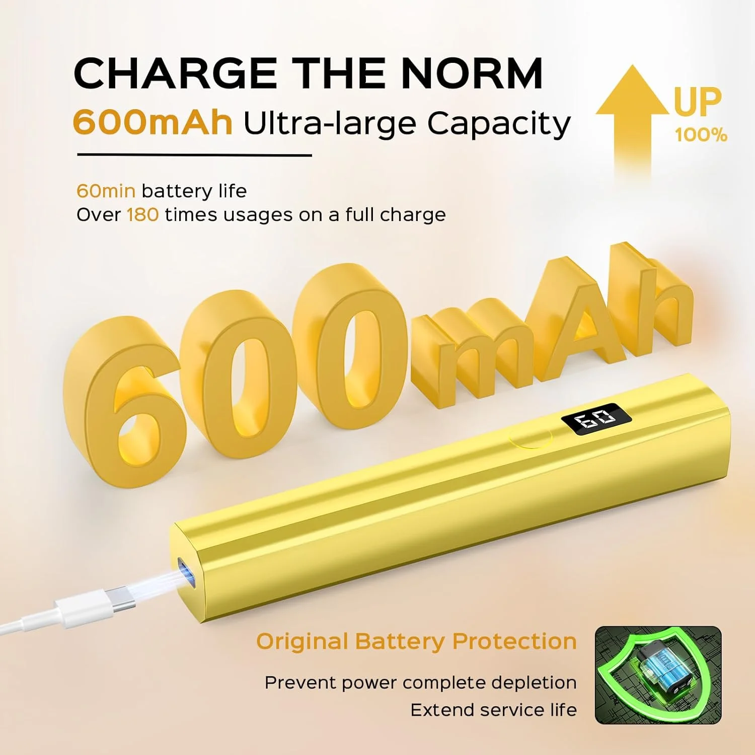 چراغ UV قابل حمل ناخن، نور UV روشن 5 واتی برای ناخن های ژلی، چراغ LED قابل حمل ناخن، مینی خشک کن ناخن با صفحه نمایش LCD، چراغ USB ناخن برای ترمیم سریع (طلایی)