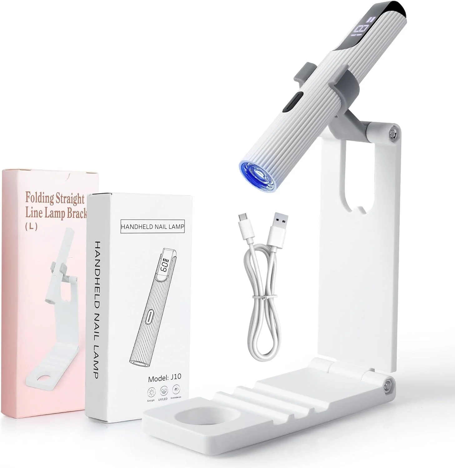 لامپ UV رومون برای ناخن های ژلی، قابل شارژ USB و قابل حمل، لامپ مینی UV 3 واتی برای ناخن ها، لامپ LED UV برای ناخن های ژلی با پایه، تایمر 20/60 ثانیه، برای خشک کن ناخن سالن خانگی، سفید