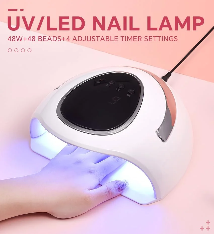 دستگاه خشک کن لاک ناخن UV LED کادز 48 وات با 4 تایمر، 48 لامپ LED، نمایشگر دیجیتال LEC، سنسور اتوماتیک و دسته قابل حمل برای مانیکور و پدیکور (دوشاخه EU/UK) (دوشاخه UK) دستگاه خشک کن لاک ناخن UV LED کادز 48 وات با 4 تایمر، 48 لامپ LED، نمایشگر دیجیتال LEC، سنسور اتوماتیک و دسته قابل حمل برای مانیکور و پدیکور (دوشاخه EU/UK) (دوشاخه UK)