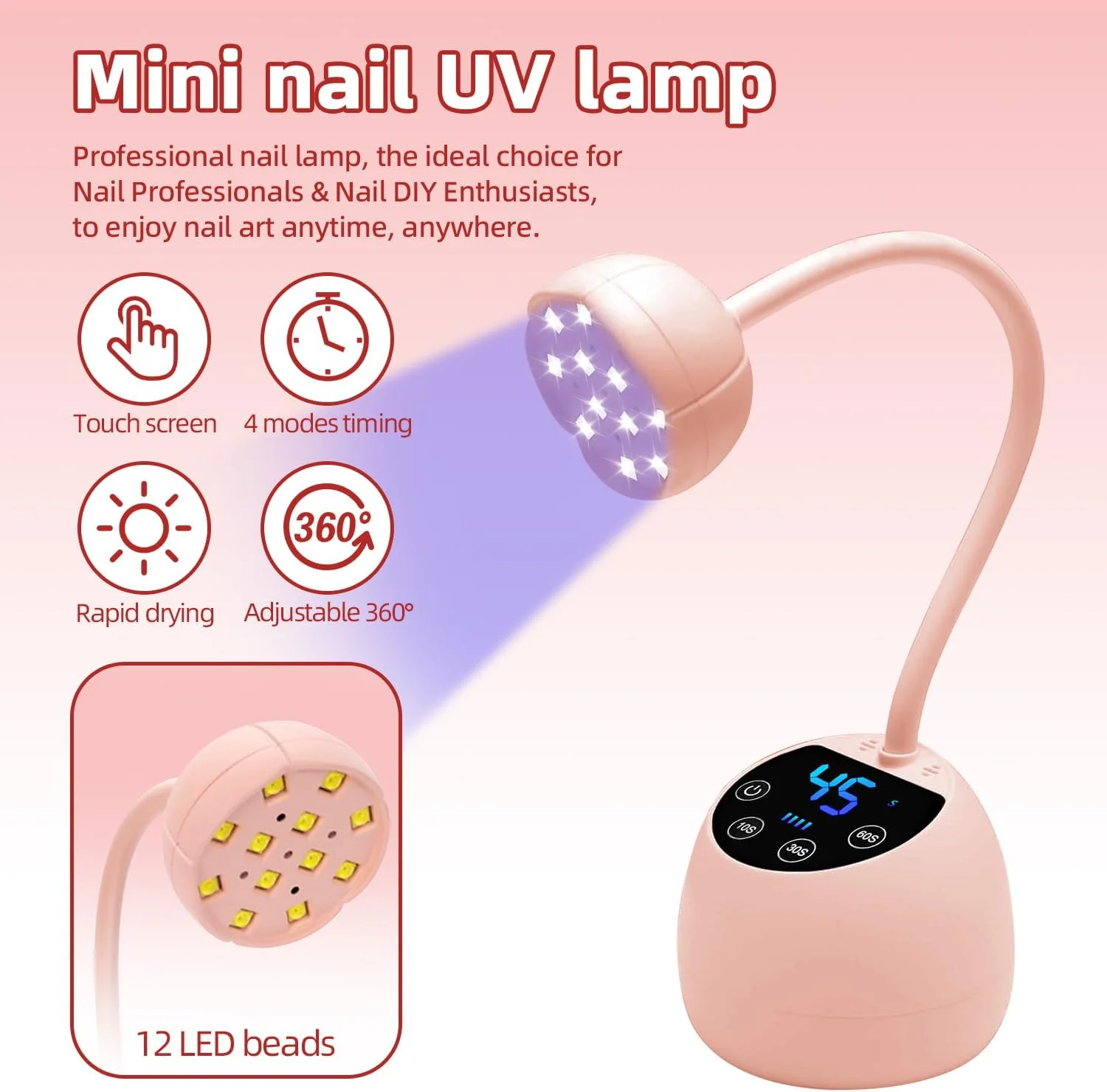 چراغ ال ای دی یو وی ناخن کوچک، نمایشگر ال سی دی، حسگر اتوماتیک هوشمند، چراغ ال ای دی یو وی 36 وات بی سیم، 12 مهره ال ای دی با منبع نور ال ای دی و یو وی دوگانه، مناسب برای استفاده در منزل و سالن چراغ ال ای دی یو وی ناخن کوچک، نمایشگر ال سی دی، حسگر اتوماتیک هوشمند، چراغ ال ای دی یو وی 36 وات بی سیم، 12 مهره ال ای دی با منبع نور ال ای دی و یو وی دوگانه، مناسب برای استفاده در منزل و سالن