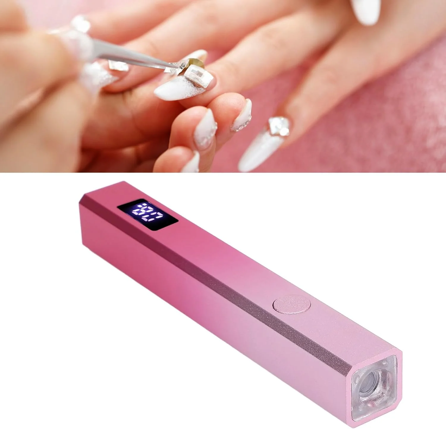 چراغ کوچک ناخن، چراغ دستی ناخن، خشک کن ناخن UV LED قابل حمل شارژی با صفحه نمایش LCD و 2 تایمر برای طراحی ناخن ژلی