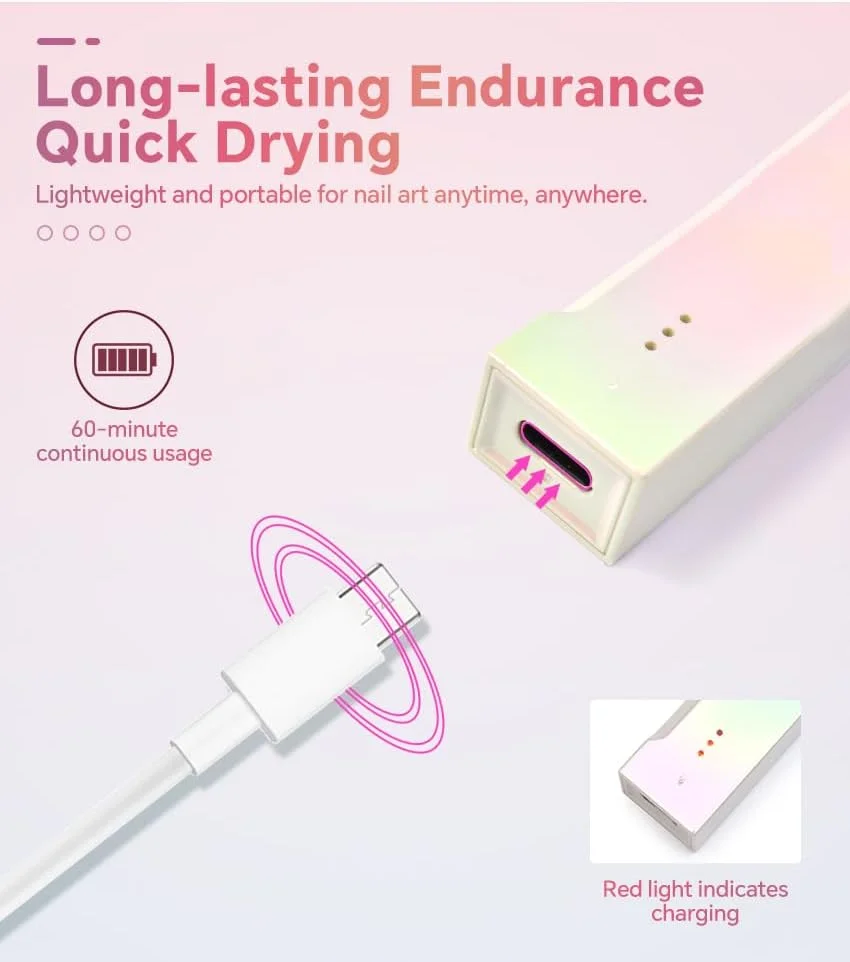 چراغ UV کوچک دستی KADS برای ناخن های ژلی، خشک کن سریع ناخن USB C، چراغ UV قابل حمل برای لاک ناخن، ژل سازنده، و طراحی ناخن در خانه و سالن