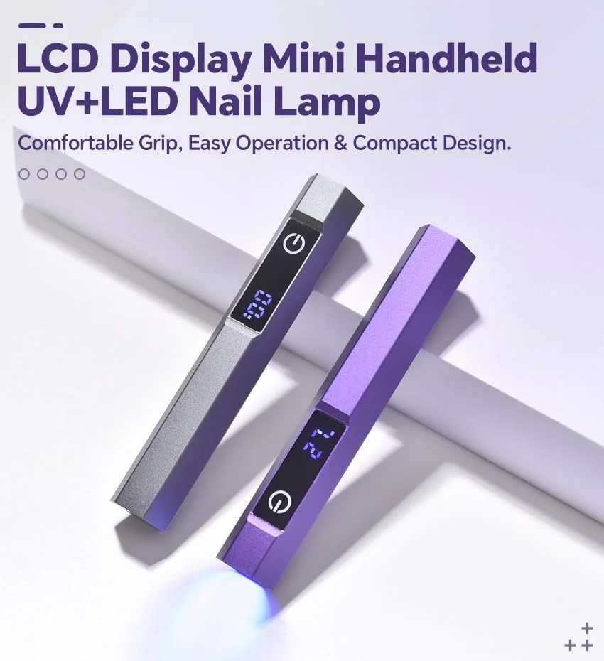 چراغ UV ال سی دی برای ناخن های ژلی، دو رنگ، چراغ UV دستی برای ناخن های ژلی، چراغ UV کوچک، لامپ ناخن قابل حمل، شارژ USB بی سیم، ابزار خشک کن ناخن (بنفش)