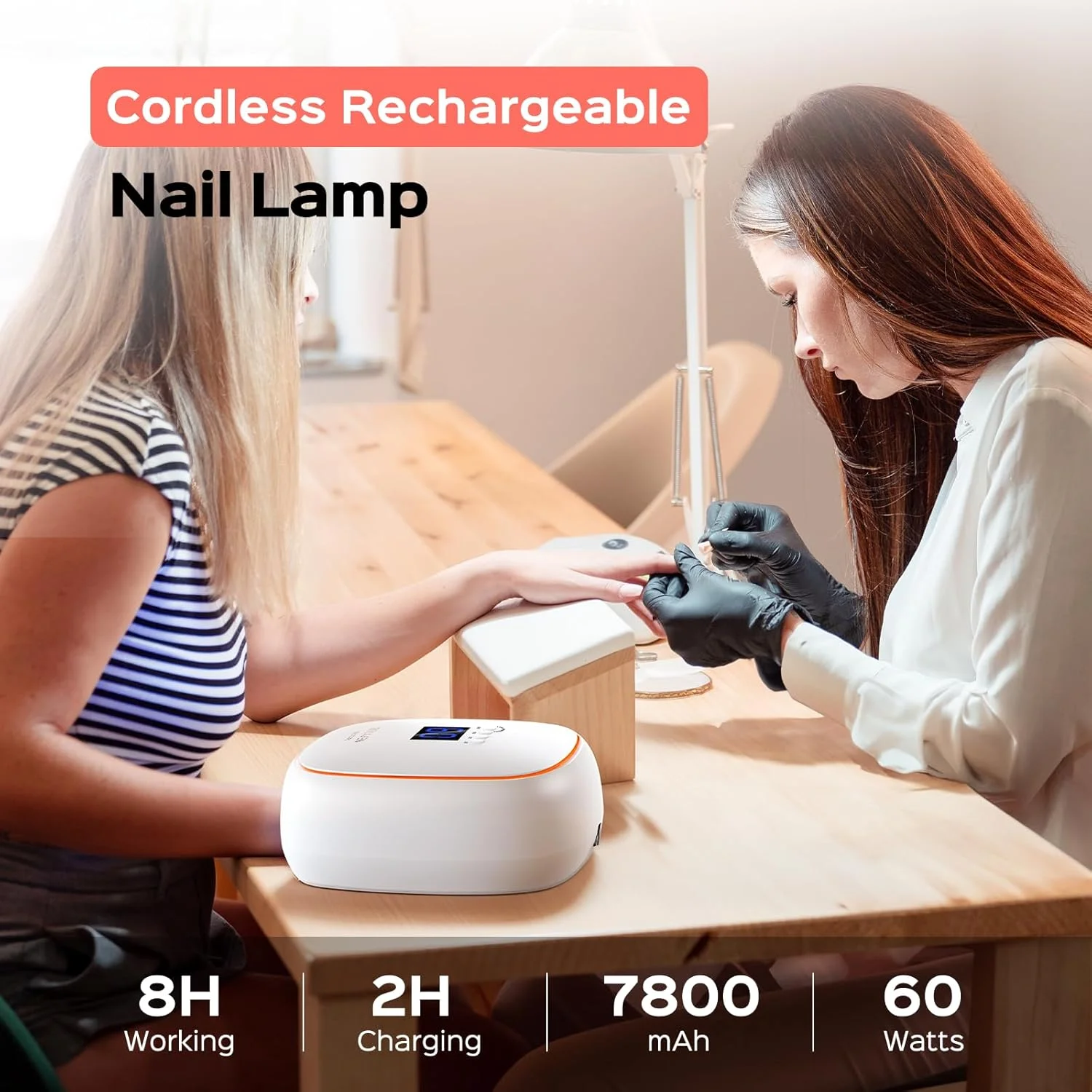 دستگاه خشک کن لاک ژل شارژی BOLASEN، بدون لامپ ، 60 وات، بدون آسیب به پوست، دستگاه LED قابل حمل با تکنولوژی سرامیک، خشک کن حرفه ای ناخن برای سالن و منزل، HALO 10 PRO